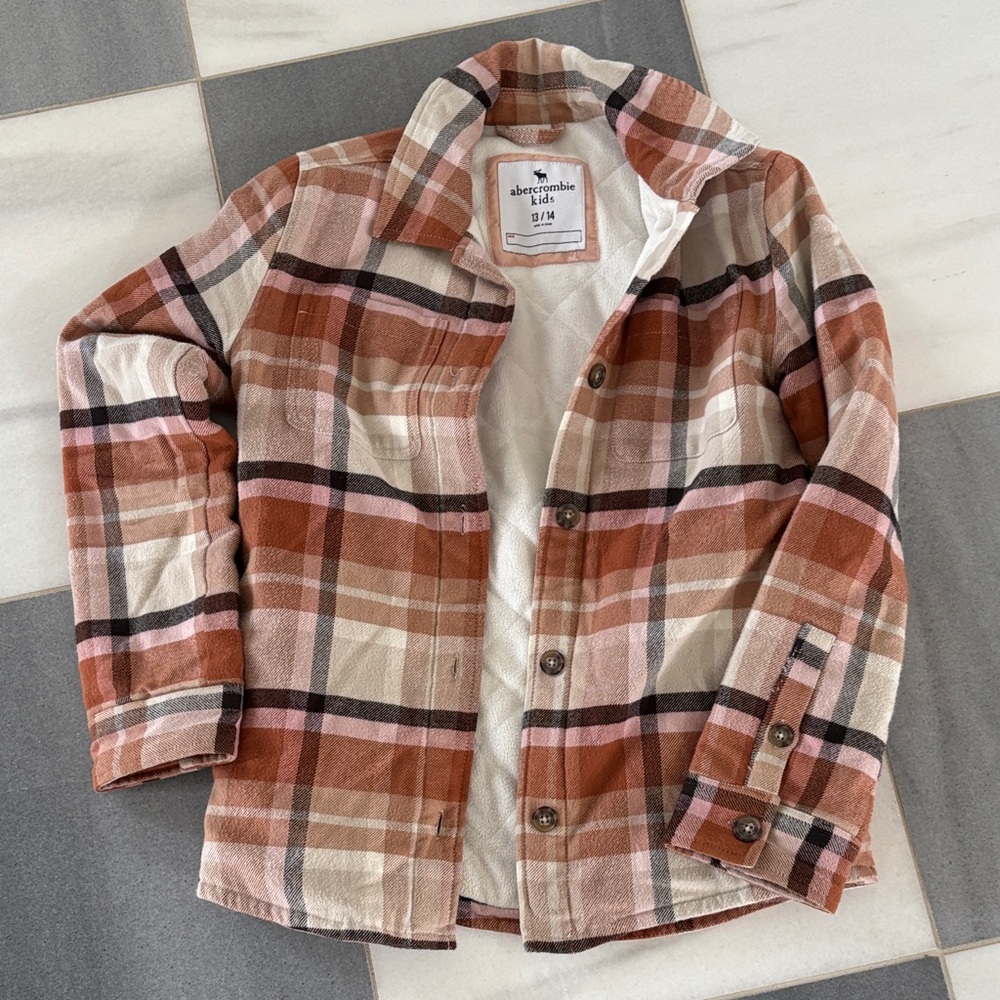Abercrombie & Fitch Kids flannel Jacket - Tan and Cream